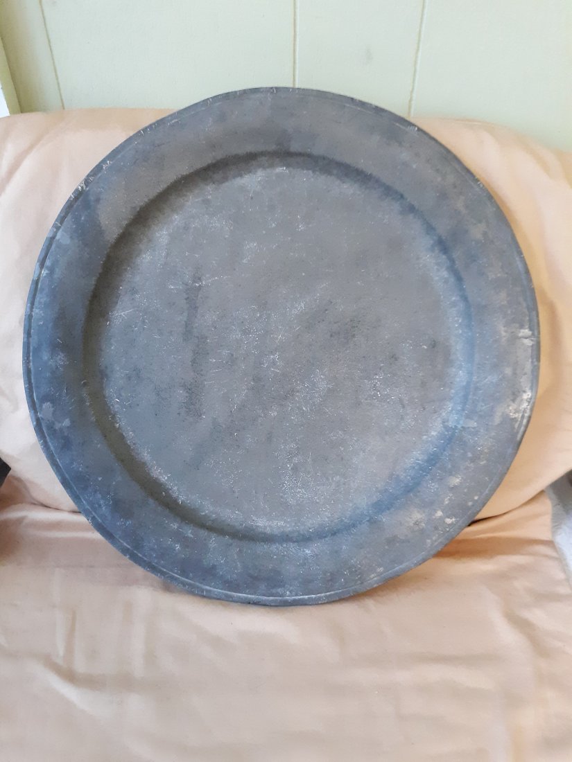 rare 1700's english pewter charger 16 1/2" ! (1 of 5)