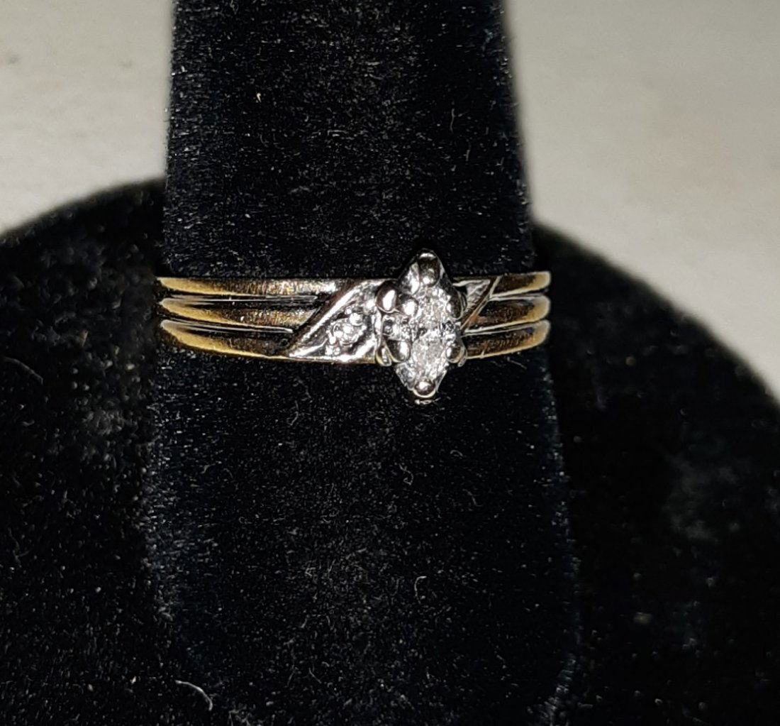 14k & diamond ring marquis cut size 6 (1 of 3)