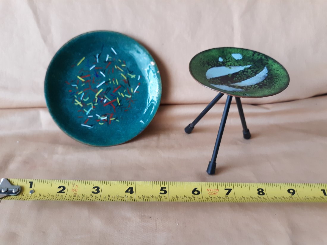 mid century enamel on copper art & tripod stand Denmark (1 of 3)