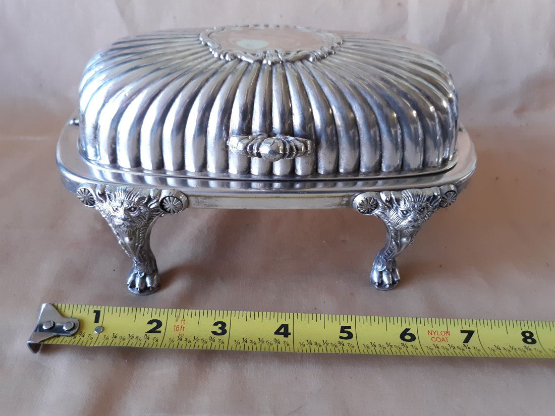 vtg FB rogers silver plated lion foot butter dish (1 of 4)