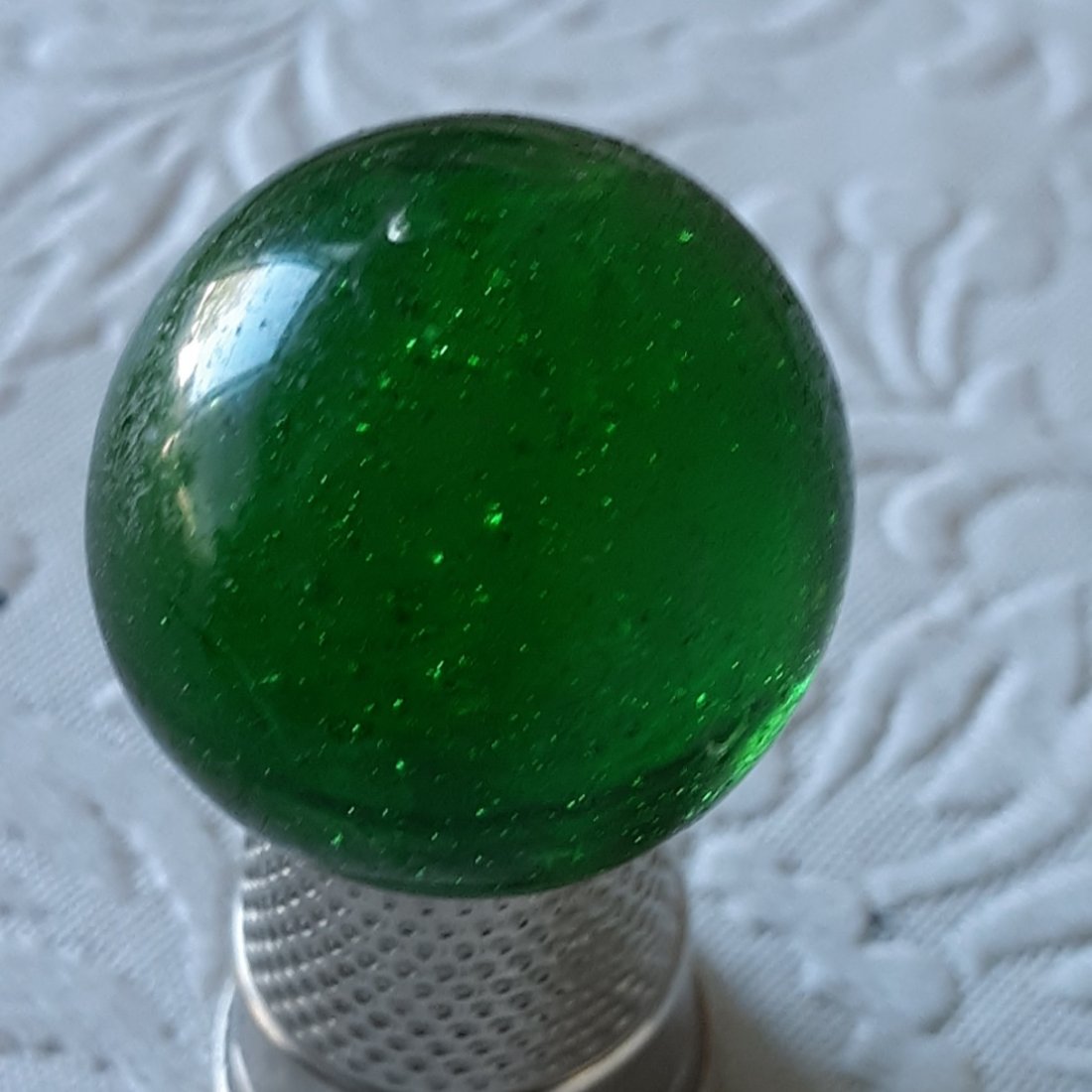 antique toy marble shooter 1" emerald green: great color 1" hand made does have hit marks and scratches prob could be polished or enjoy as is see pics