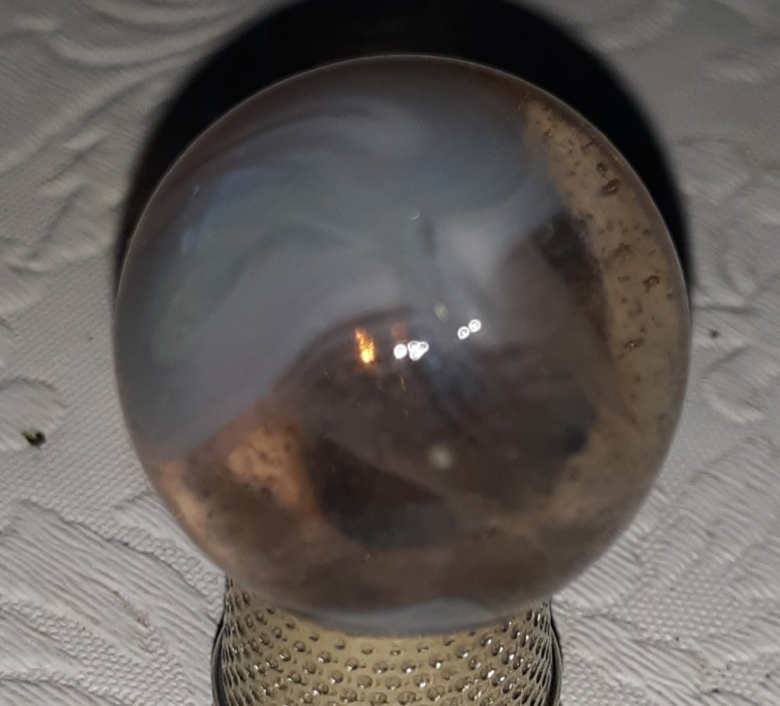 antique toy marble shooter hand made swirl pontil 1": appx 1" nice pontil smoky blue grey swirl light play wear see pics
