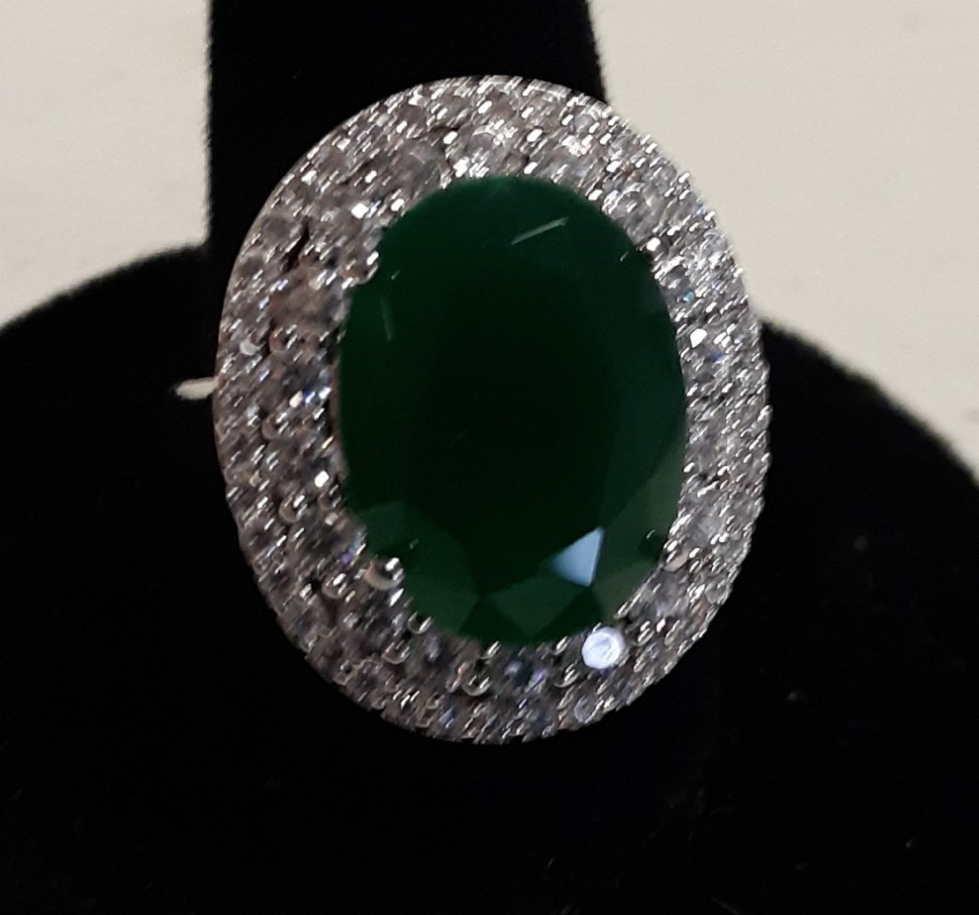 white sapphire & emerald ring 925 sz 7 1/4 (1 of 3)