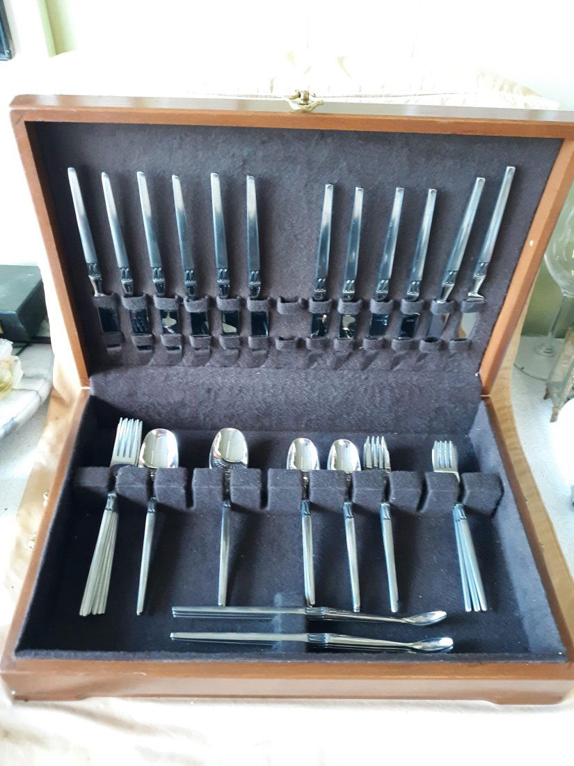 MCM Atomic Silver Ware Arthur Salm 42pc W/Box (1 of 5)
