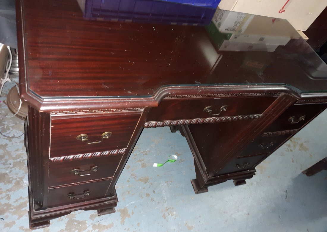 antique mahogany Chippendale kneehole office desk (1 of 3)