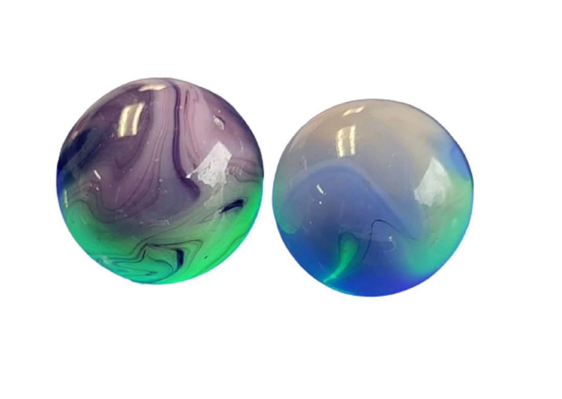 antique vaseline swirl shooter toy marbles glows lot of 2 (1 of 4)
