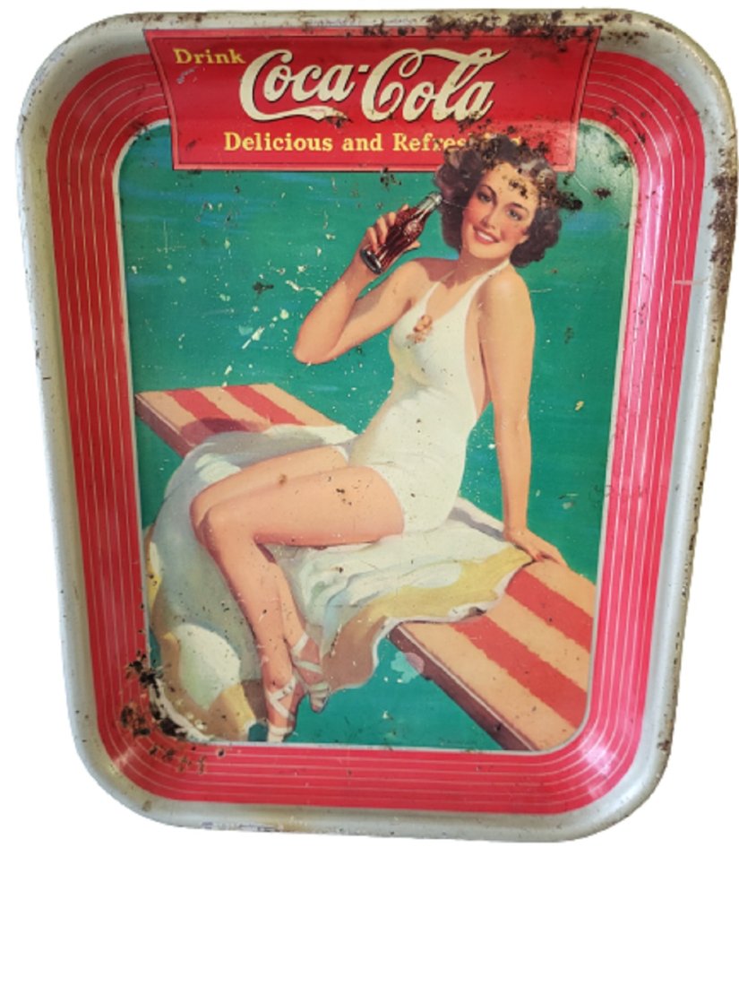 antique coca cola pin up model tray 1939 sundblom (1 of 2)