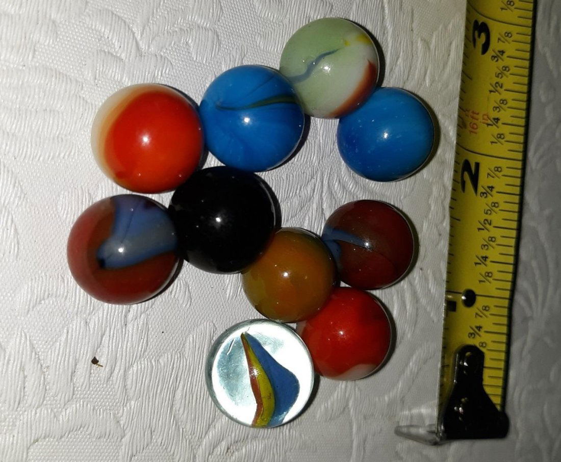 Antique Marbles Toy Lot Of 10 5/8" +Or- (1 of 2)