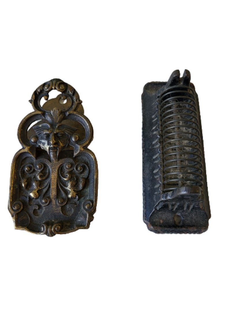 antique cast iron letter holder & brass northwind letter clip (1 of 2)