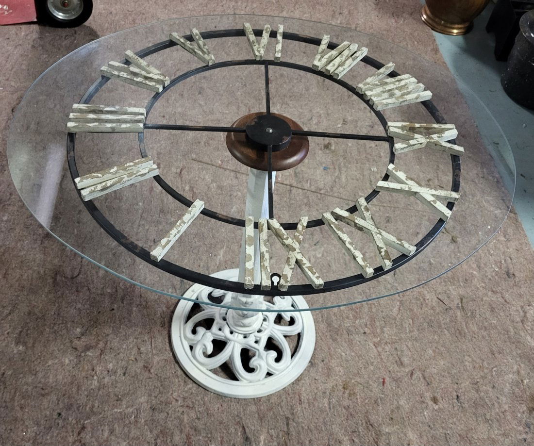 contemporary clock table antique iron base (1 of 2)