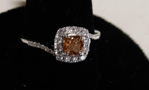 Platinum & Fancy Yellow Diamond Ring W/App