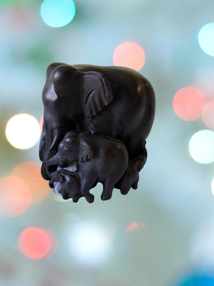 carved elephants ebony wood herd (1 of 3)