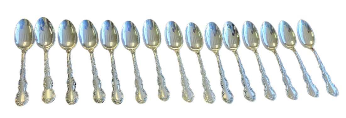 Gorham sterling silver Strasbourg teaspoons 15 pc (1 of 2)