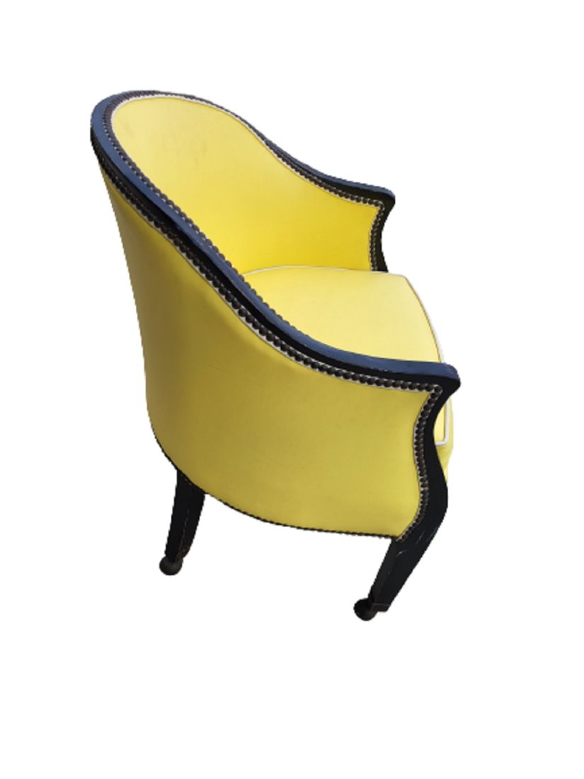 French Art Deco Tub Chair Leather & nail head mcm (1 of 4)