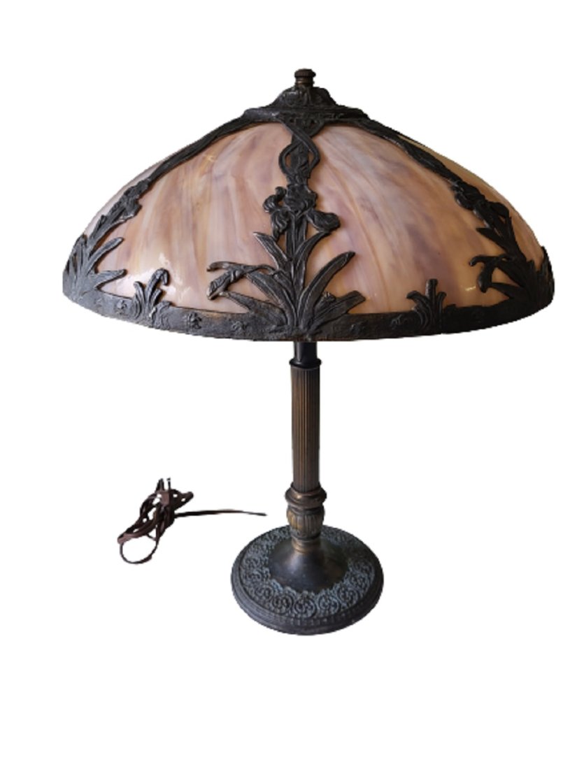 antique bradley & hubbard arts/crafts slag glass lamp (1 of 4)