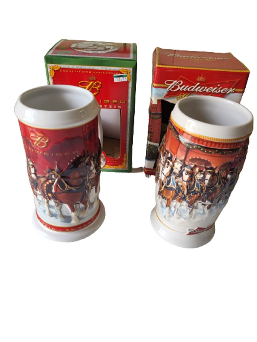lot of 2 budweiser beer steins 2004/06 clydesdale orig boxes (1 of 2)