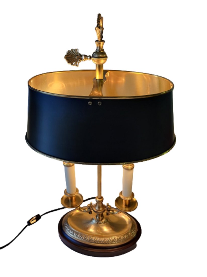 wildwood brass candle lamp bouillotte tole shade (1 of 3)