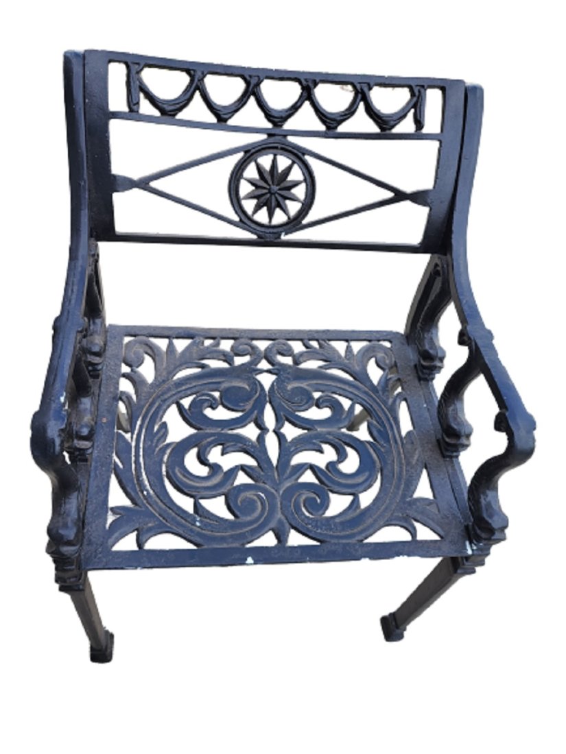 neo classical dolphin star cast aluminum arm chair MCM (1 of 3)
