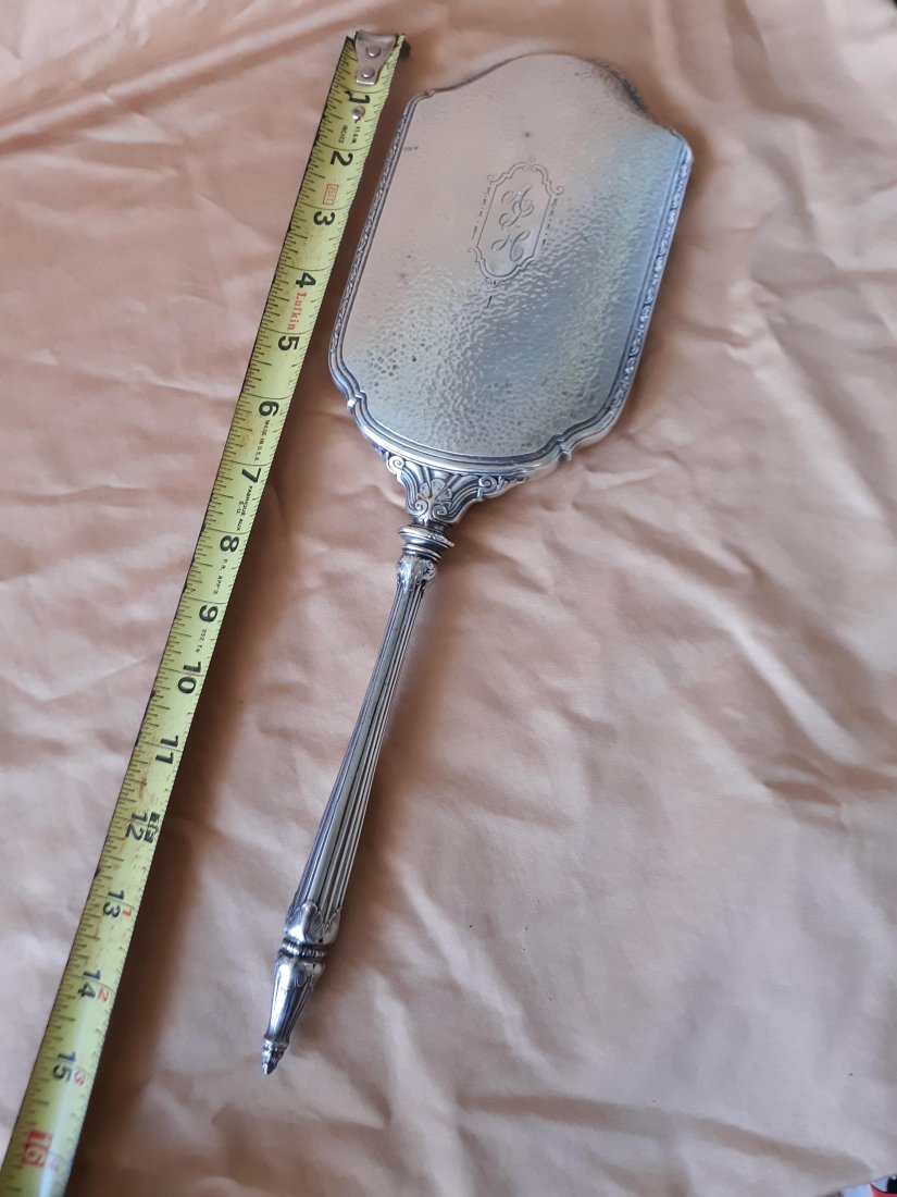 Whiting Art Deco Hand Mirror sterling silver 15" (1 of 3)
