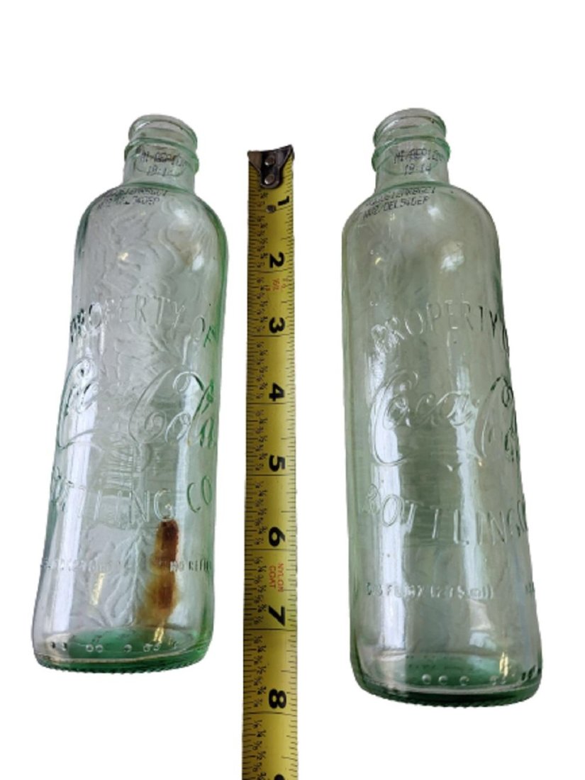 1899 COCA COLA STRAIGHT SIDE BOTTLES remake: these were remade in a very limited edition 2011 both for one bid no chips see pics Remake Pair