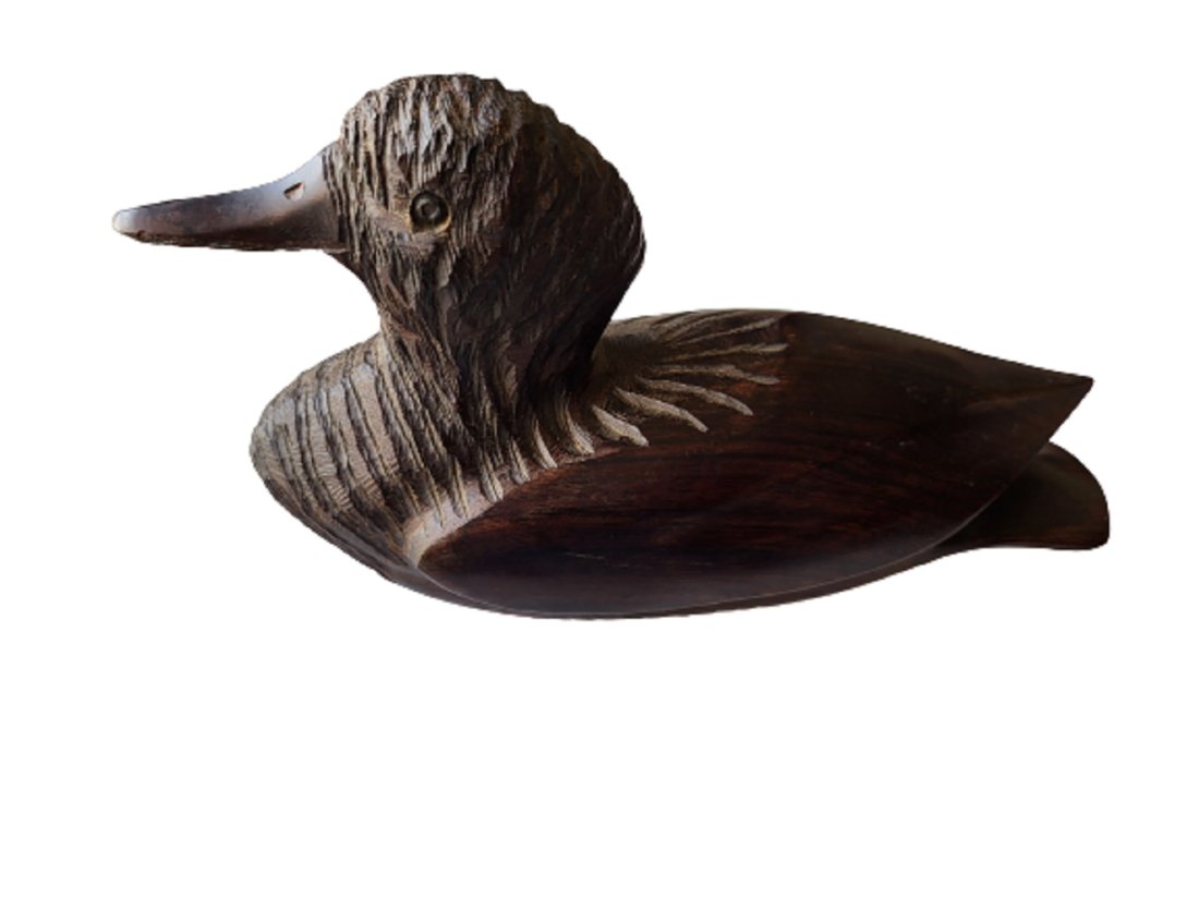 rare heavy carved ebony duck decoy: deep rich heavy weight wood carved decoy 8" long unsigned gorgeous also called african blackwood see pics