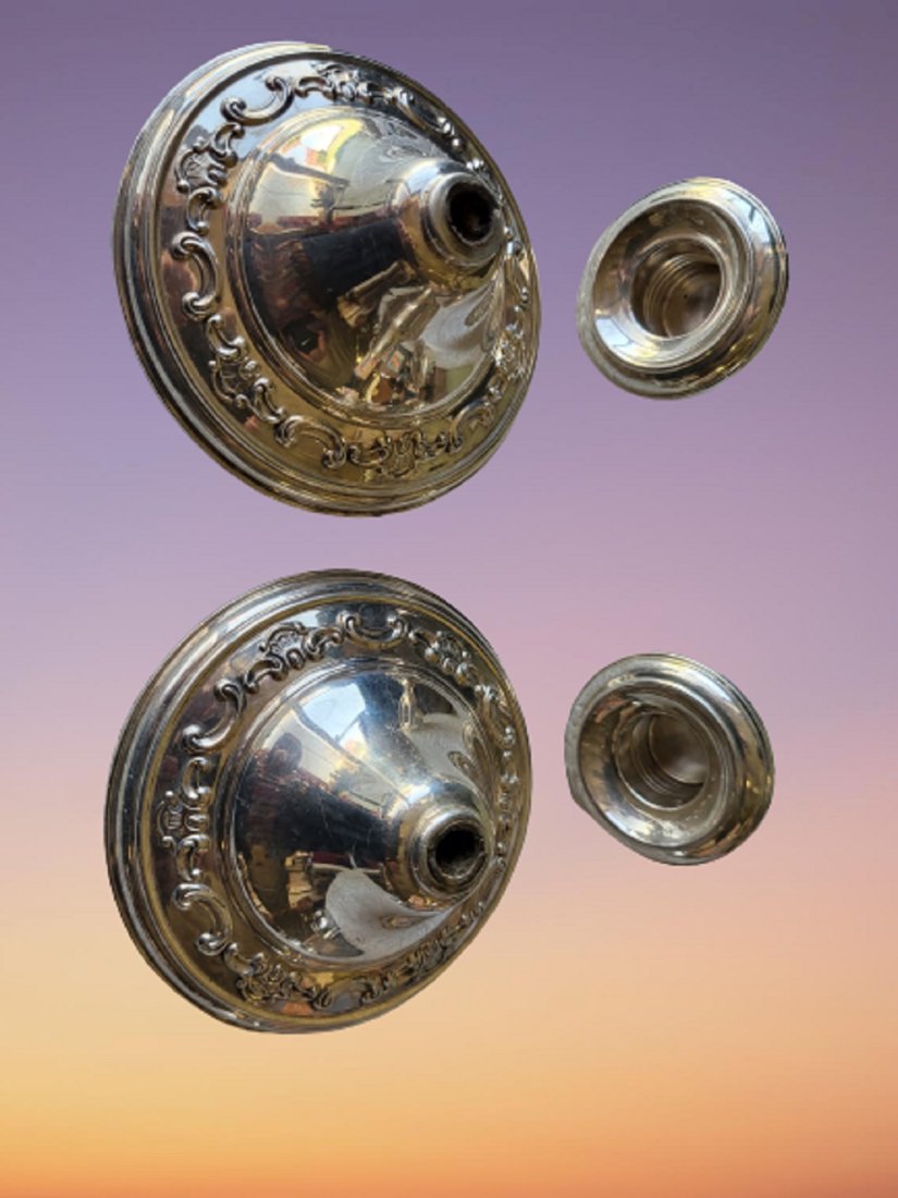 Gorham sterling silver candle holder 2 bases & tops damaged (1 of 2)