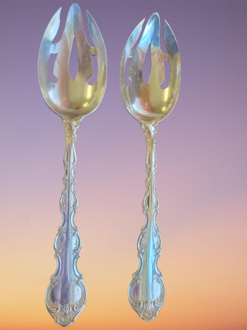 Gorham Strasbourg pieced sterling serving spoons Pair! (1 of 2)