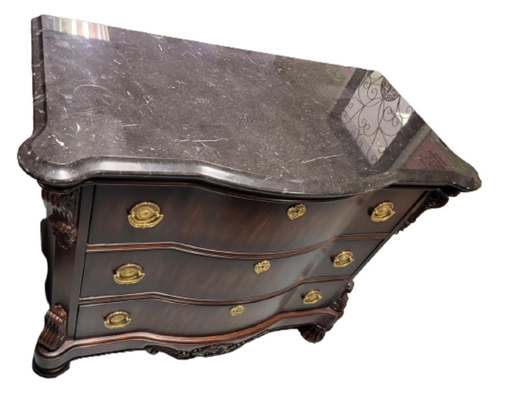 Mahogany & Marble Side Chest Or Buffet Bernhardt (1 of 3)