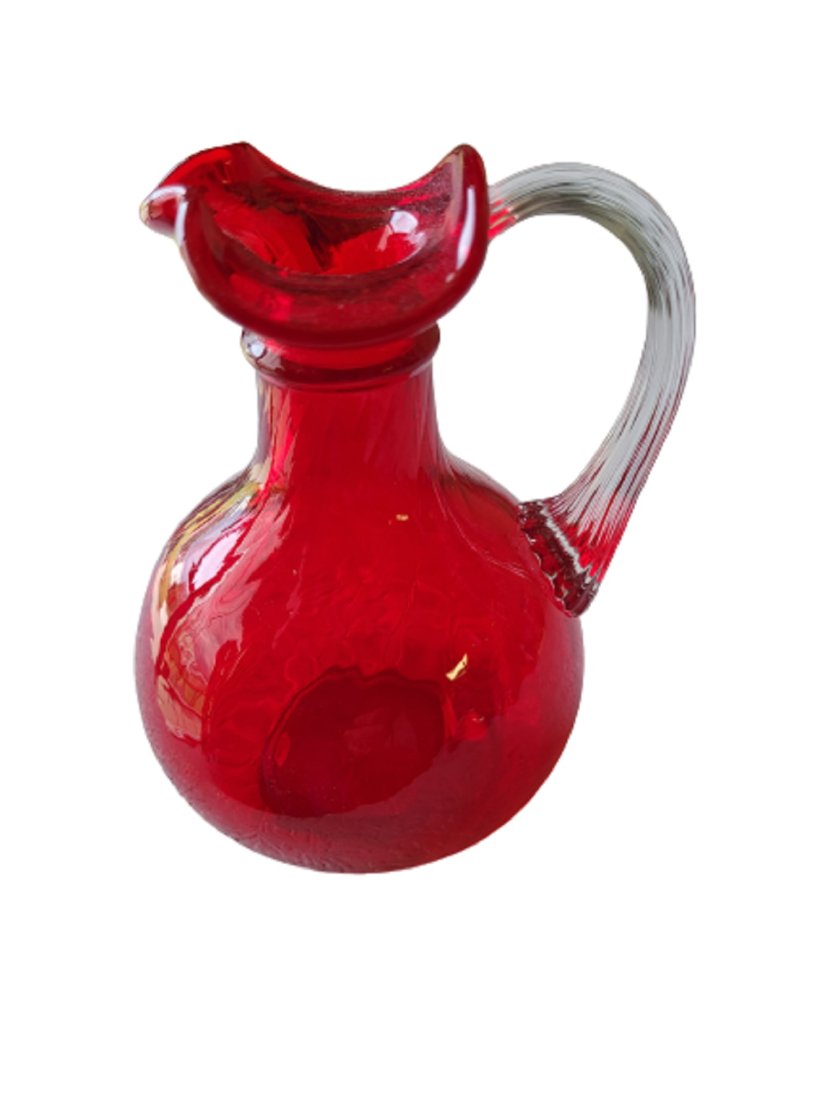 fenton ruby glass hand blown pitcher 5" (1 of 3)