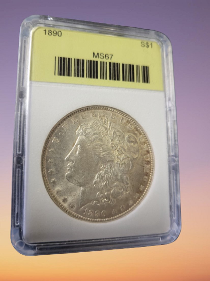 morgan silver dollar 1890 ms67 graded (1 of 2)