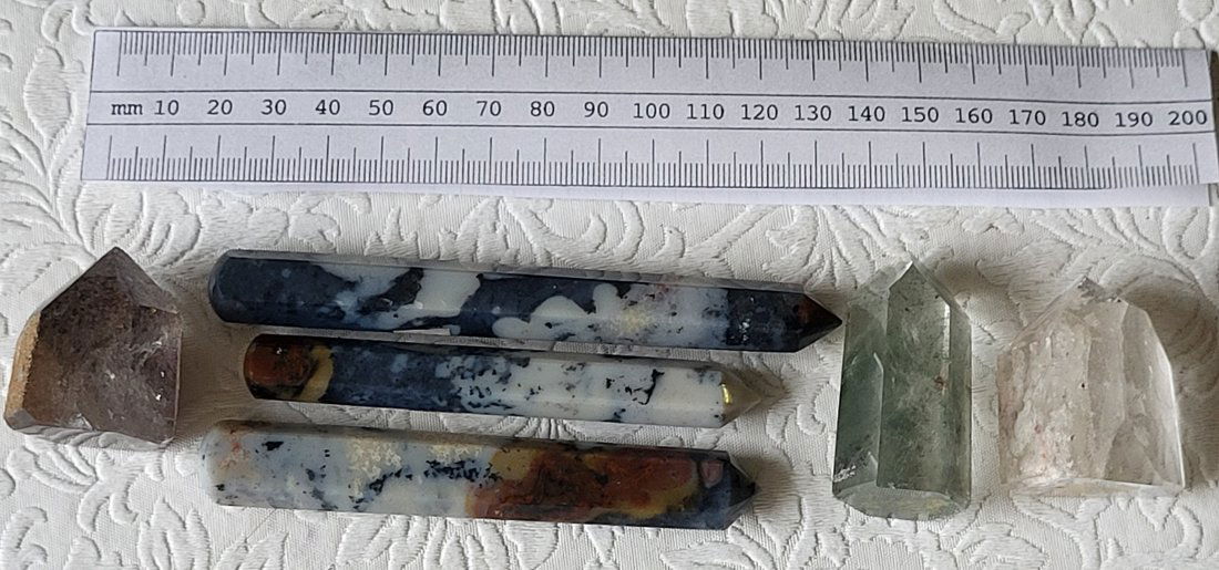 Brazilian Crystal obelisks & quartz prasiolite too! lot of 6 (1 of 3)