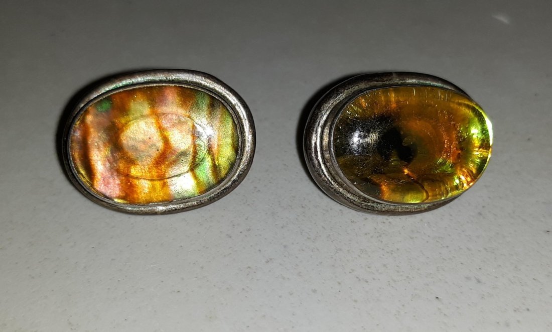 Earrings Sterling & Abalone Oval 3/4" Jewelry pierced: marked 925 on back for pierced ears with backs 3/4" x 1/2" beautiful pre owned condition see pics