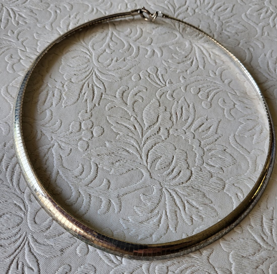 Sterling 925 Italy domed omega necklace elegant!: beautiful omega style choker necklace appx 15 12" 27 grams weight see pics