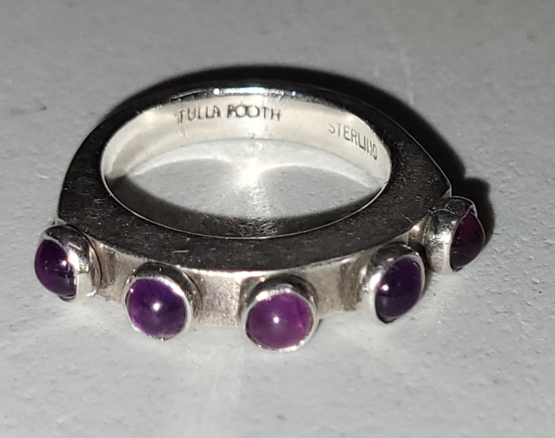 mcm modernist tulla booth sterling & amethyst ring: gorgeous estate ring sz 6 great modernist design see pics