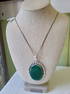 Green onyx pendant w/chain german silver