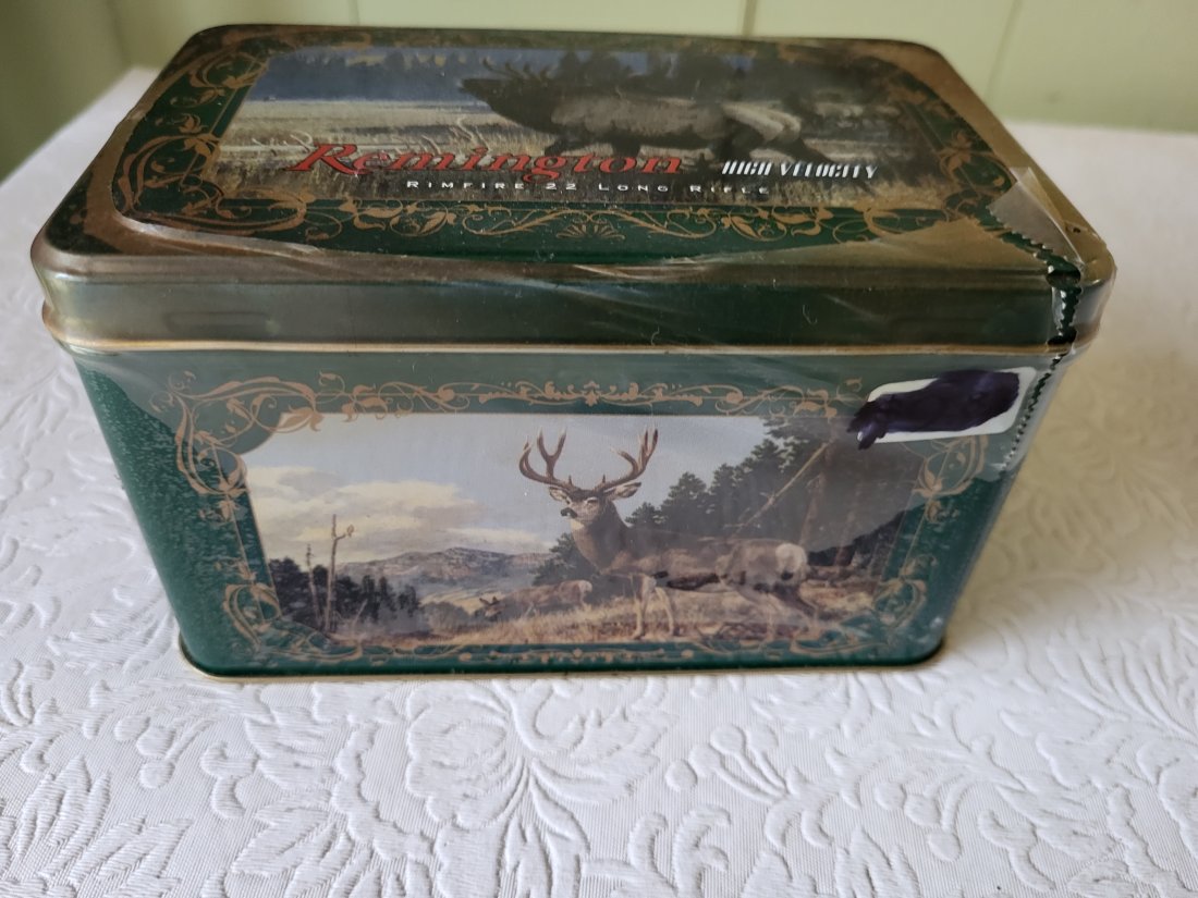 remington high velocity lot of 300 rimfire 22 NIB long rifle ammo: Remington high velocity lot of 300 rimfire 22 NIB long rifle ammo in original sealed box 300 rounds! in a beautiful moose tin see pics