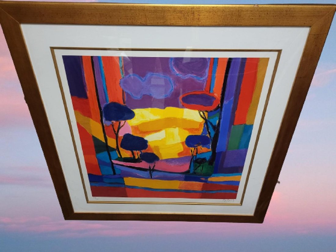 Marcel Mouly " Champ De Colga Autre" Lithograph S/N!: framed size 40 1/2" x 40 1/2" great abstract style serial number 283 of only 300 made! frame has a couple of nicks but the art is gorgeous description on back of art. see pics