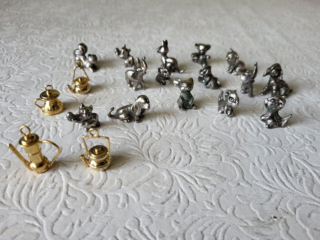 miniature silver animals lot of 19 gold pitcher, teapot, kettle (1 of 3)