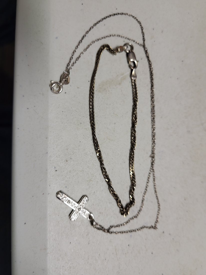 sterling Necklace & cross & bracelet too! (1 of 3)