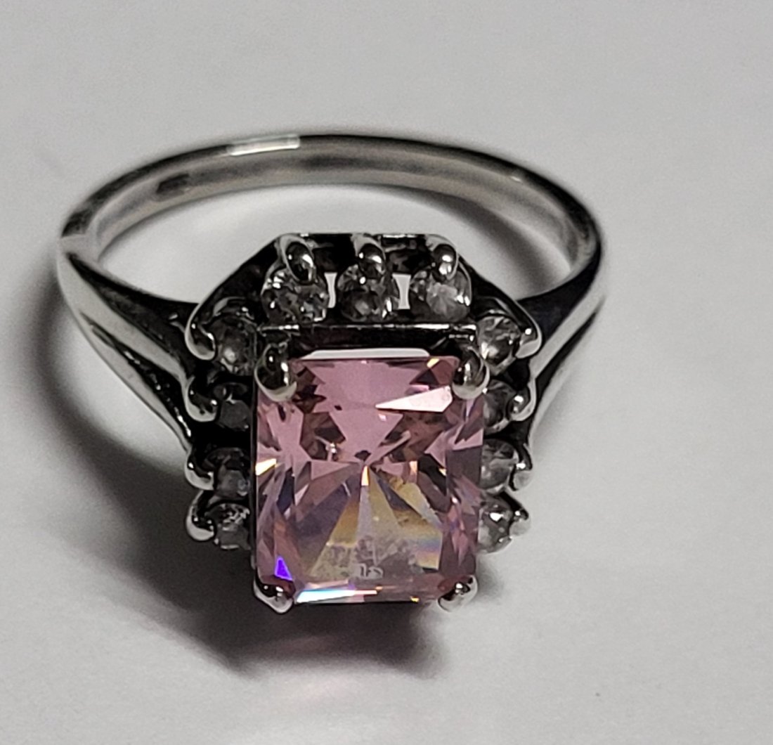 sterling cocktail ring pink & white sapphire (1 of 2)