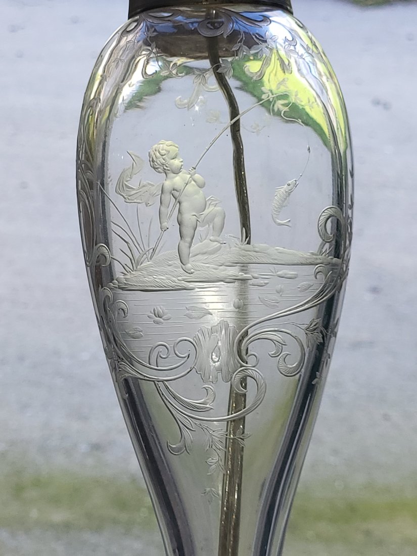 Rare Saint Yves Paris Sterling & Wheel Cut Crystal Lamp (1 of 5)