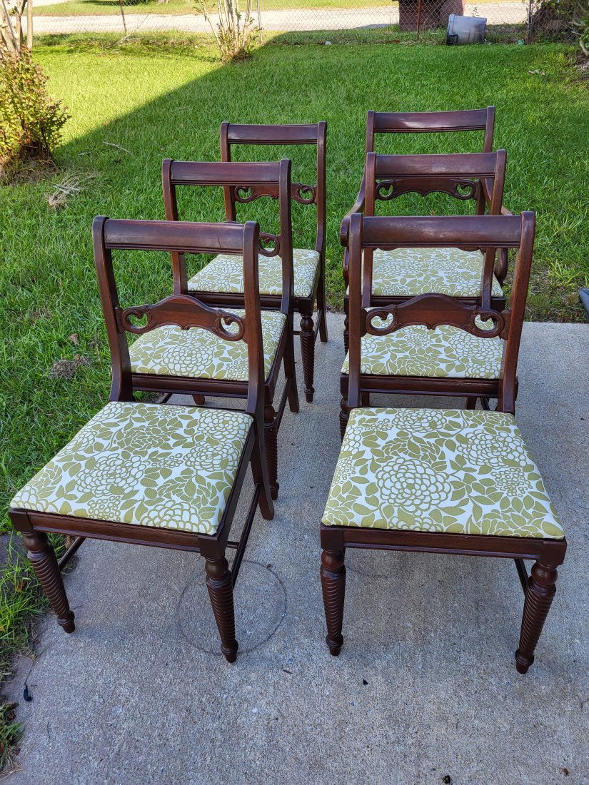 Antique mahogany barley twist dining chairs lot of 6 Captains too! (1 of 6)