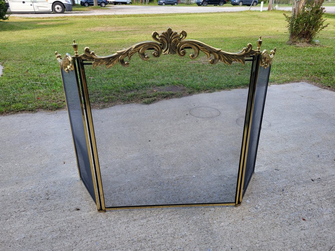 Fireplace Screen 3 Panel Fully Cast Brass Over Iron frame (1 of 3)