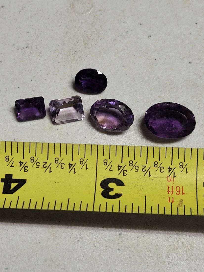 lot of 5 amethyst & iolites gemstones large too!: several larger size gems seepics all 5 forone bid unsure if man made or natural? seepics