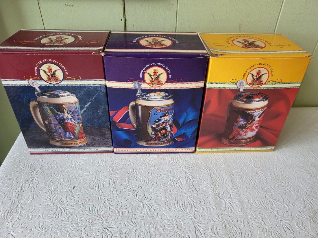 Budweiser archives series beer steins lot of 3 ganymede (1 of 4)