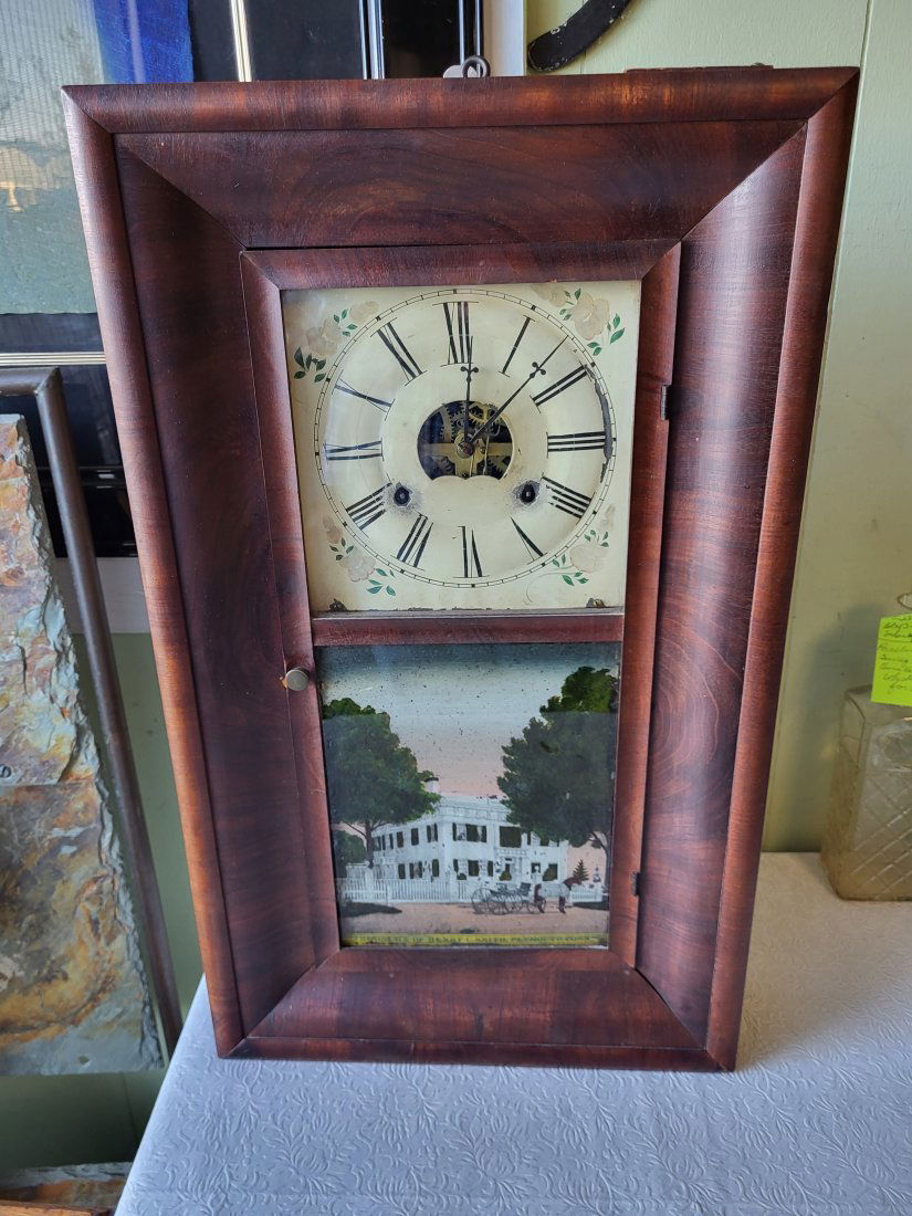 antique ogee flame mahogany wall lock chauncy jerome (1 of 5)