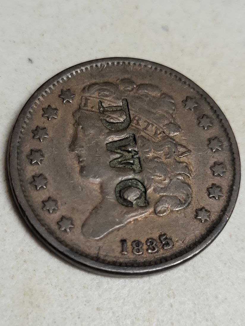 ultra rare 1835 classic head half cent error mint stamp! (1 of 2)