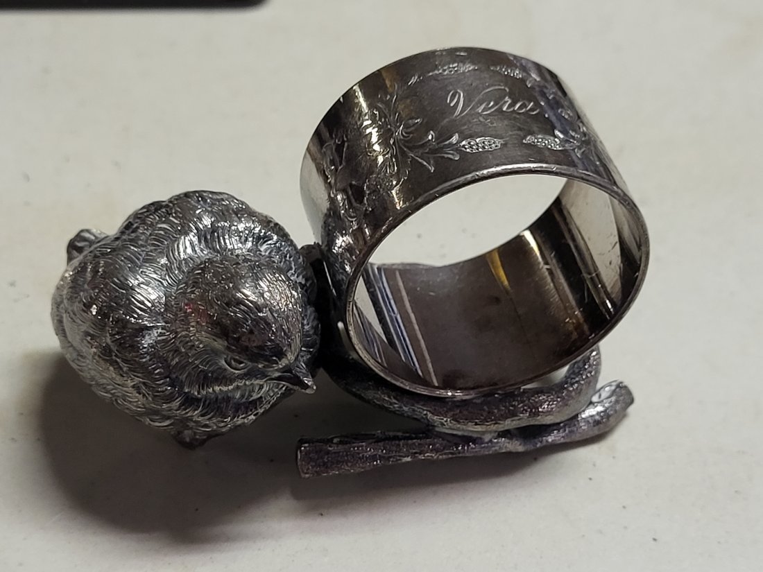 antique Victorian figural bird napking ring rogers 19thC (1 of 3)