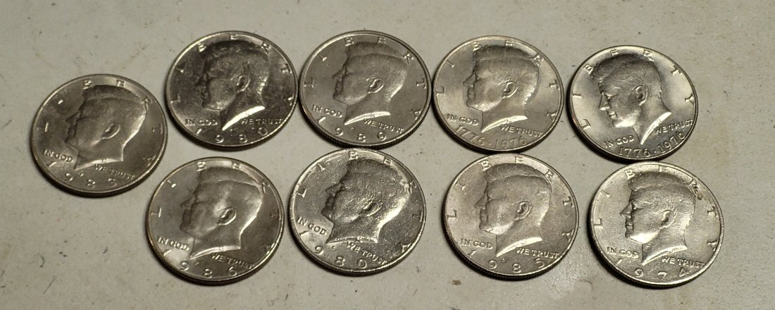 lot of 9 kennedy half dollars coins 1986 error too! (1 of 3)
