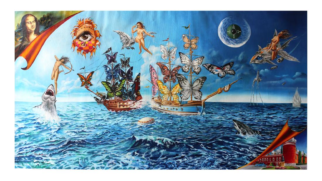 Eugene Poliarush "Angels Watching" Original Oil on (1 of 3)